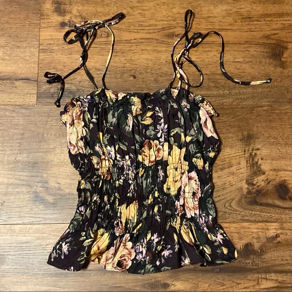 Gathered Stretch Top w/ Tie Straps - Picture 1 of 4